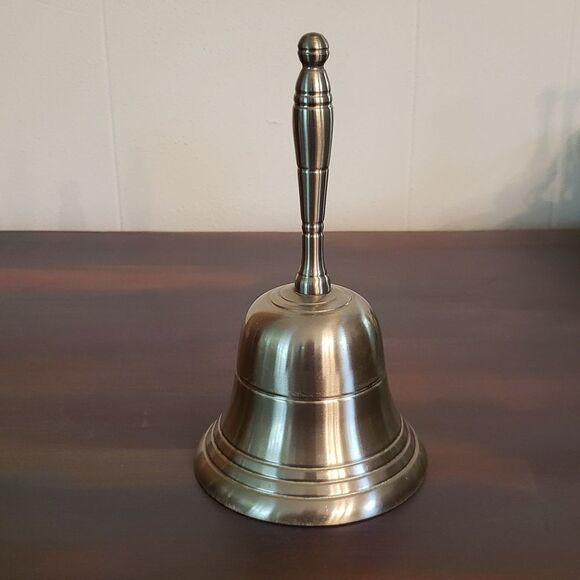 Heavy Vintage Bronze Silver Plated Bell - Picture 1 of 4